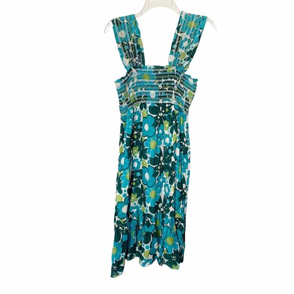 Floral Ruffle Y2K Garden Fairy Cottage Babydoll Ruched Dress Sundress Medium - Picture 1 of 4